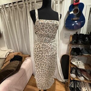 AFRM Beige Leopard Print Midi Dress